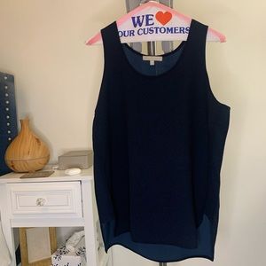 Navy Blue Lightweight Slimming Top with Side Trim